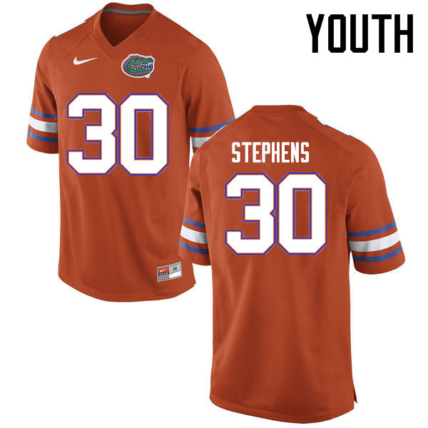 Youth Florida Gators #30 Garrett Stephens College Football Jerseys Sale-Orange - Click Image to Close